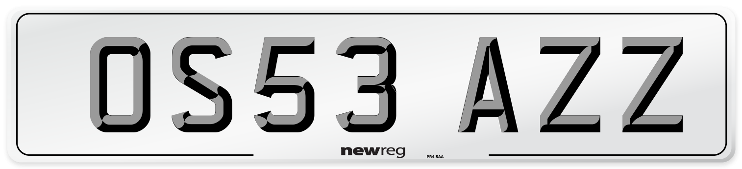 OS53 AZZ Number Plate from New Reg